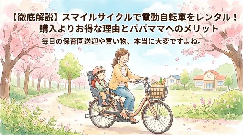 【徹底解説】スマイルサイクルで電動自転車をレンタル！購入よりお得な理由とパパママへのメリット